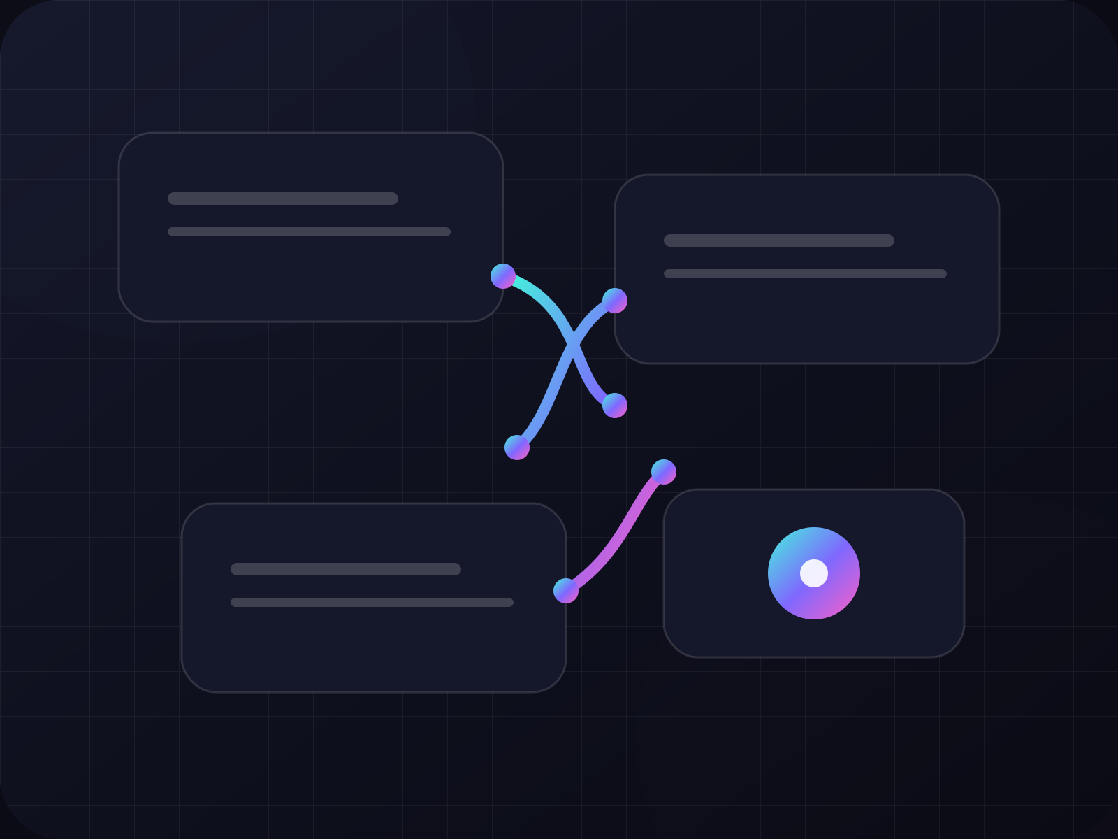 Abstract illustration of connected questions and answers